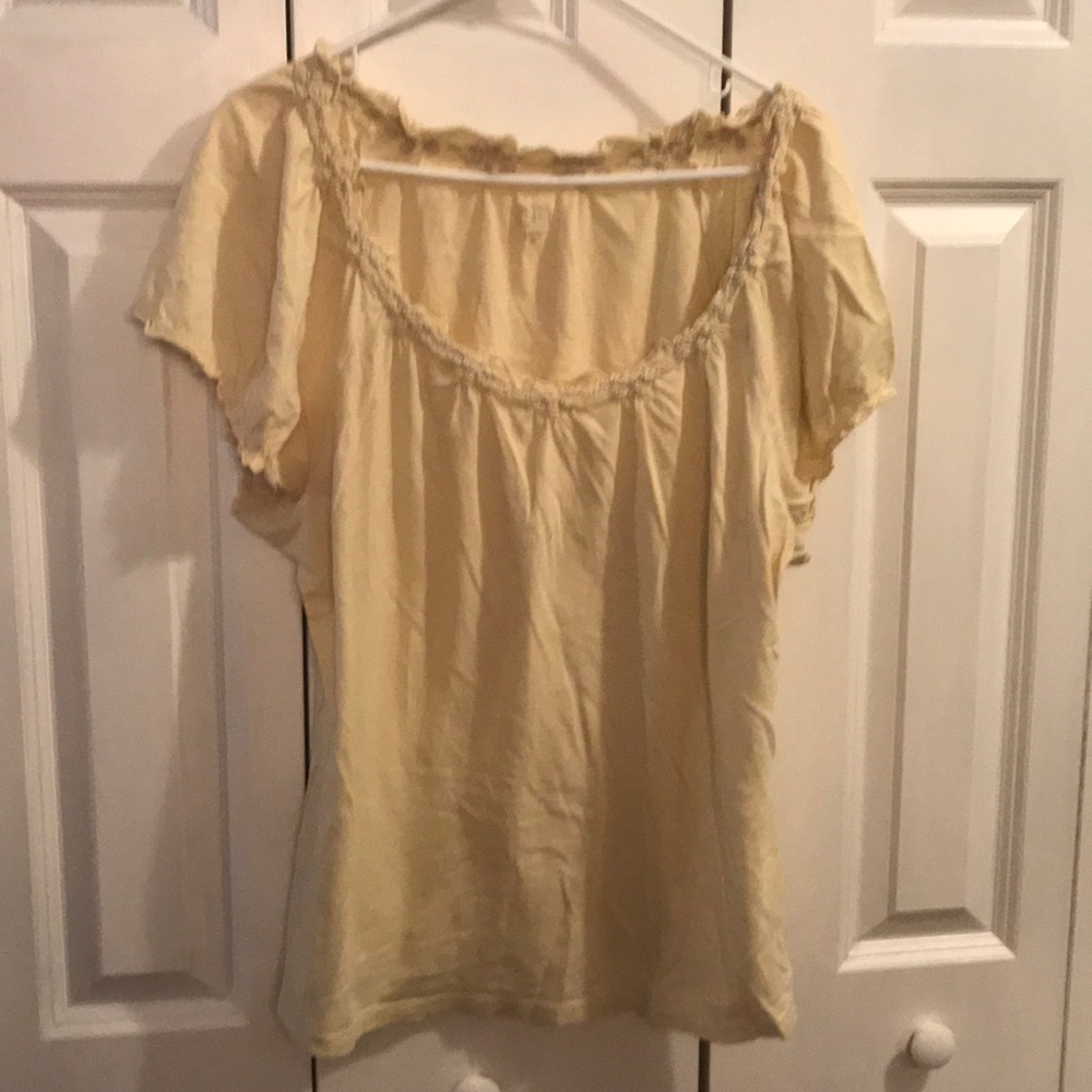 Ann Taylor Loft Creamy Tan S/S Cotton Top Size XL